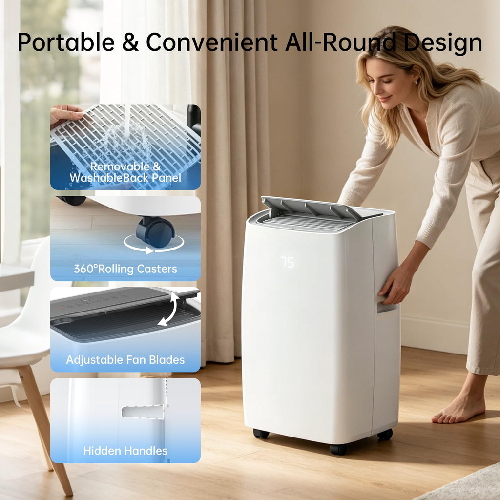 14000 BTU 5-in-1 Portable Air Conditioner with Remote Control and Window Kit W18602