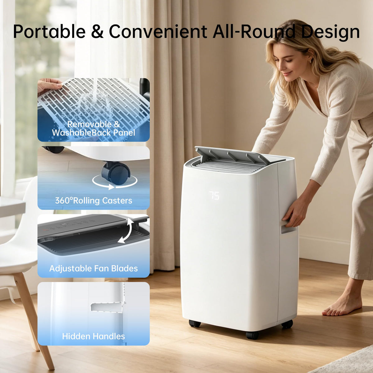 14000 BTU 5-in-1 Portable Air Conditioner with Remote Control and Window Kit W18602