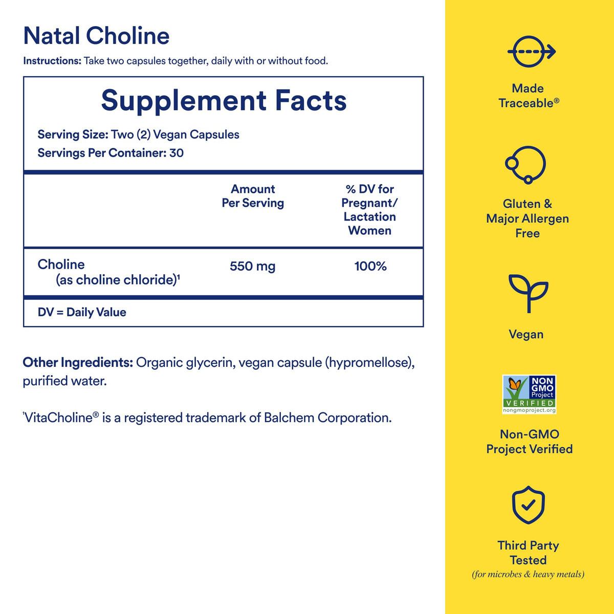 Choline Supplement 550mg 60 Capsules D44449