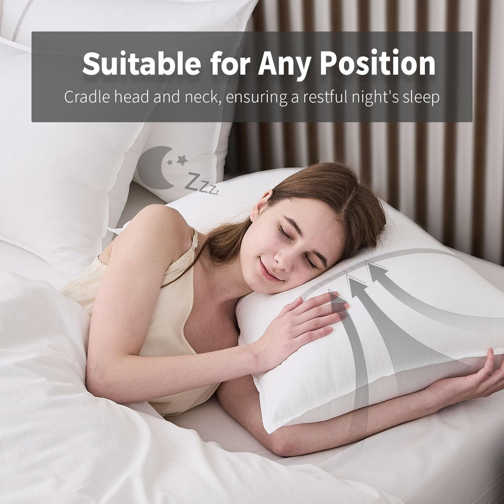 Queen Size Set of 2 Medium Firm Down Alternative Bed Pillows R3189