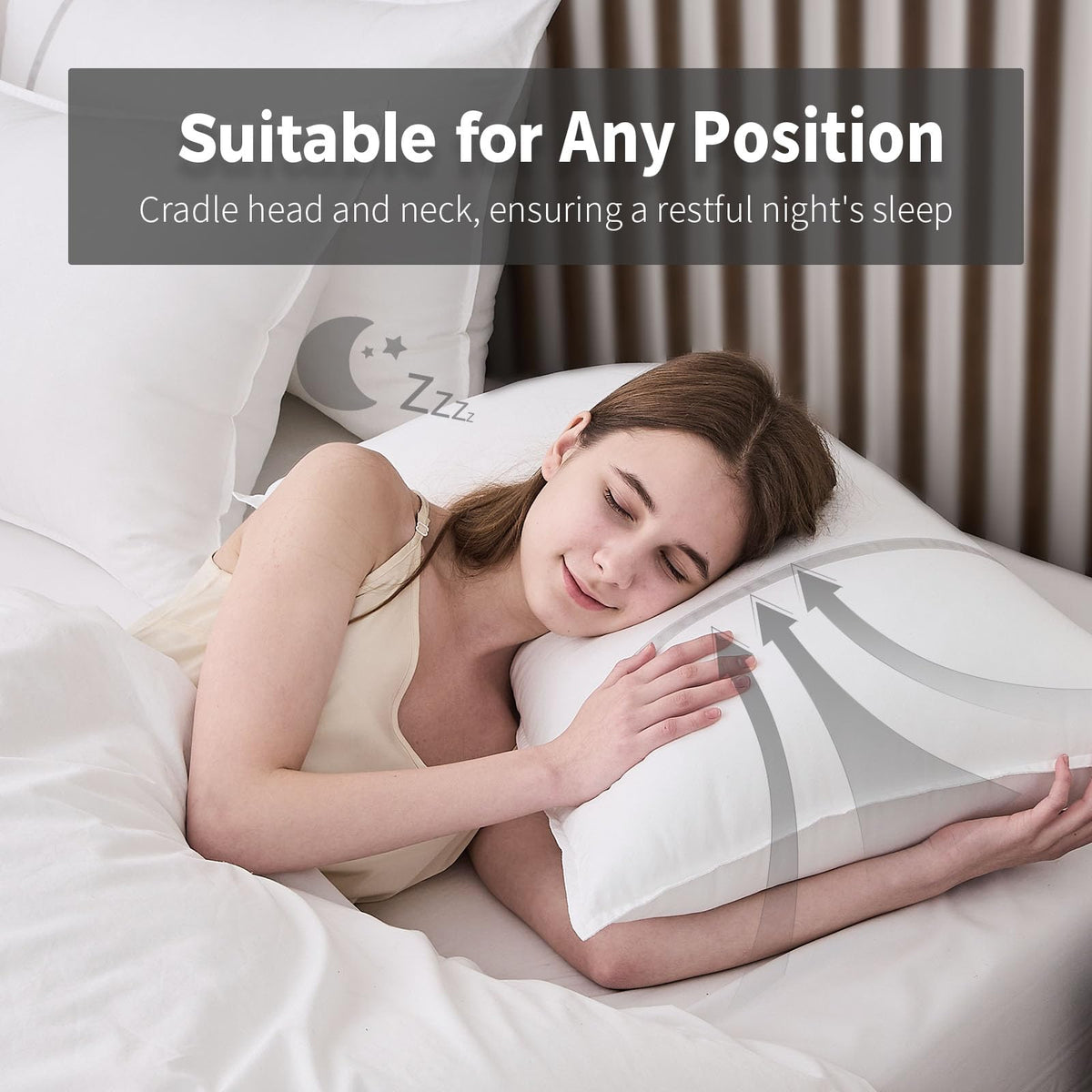 Queen Size Set of 2 Medium Firm Down Alternative Bed Pillows R3189