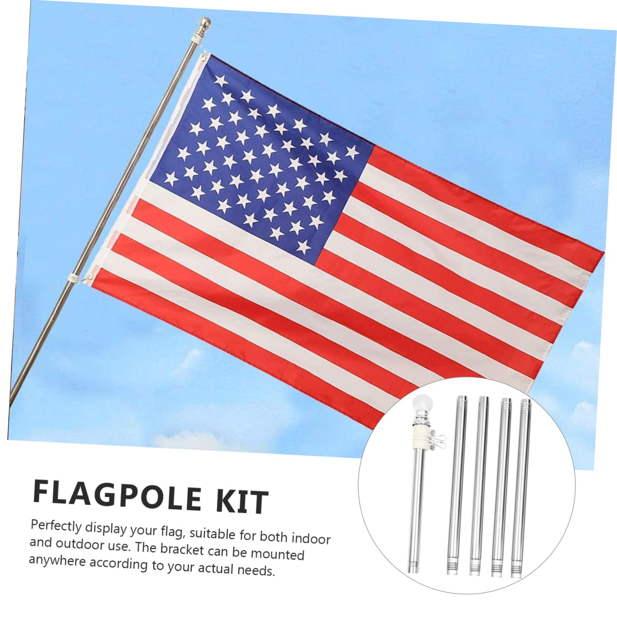 Stainless Steel 6 Foot Adjustable Wall Mount Flagpole Kit F99321