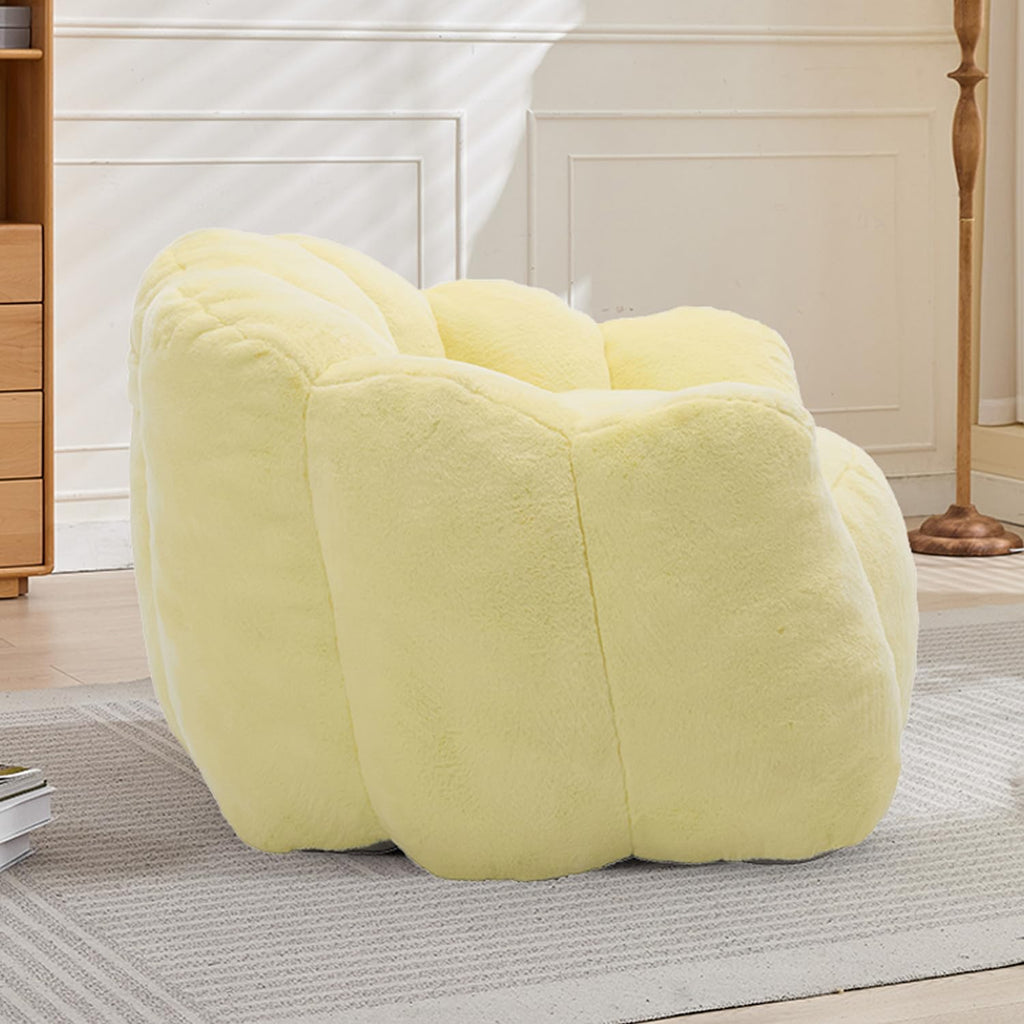 Faux Fur Bean Bag Sofa with Memory Foam V647994