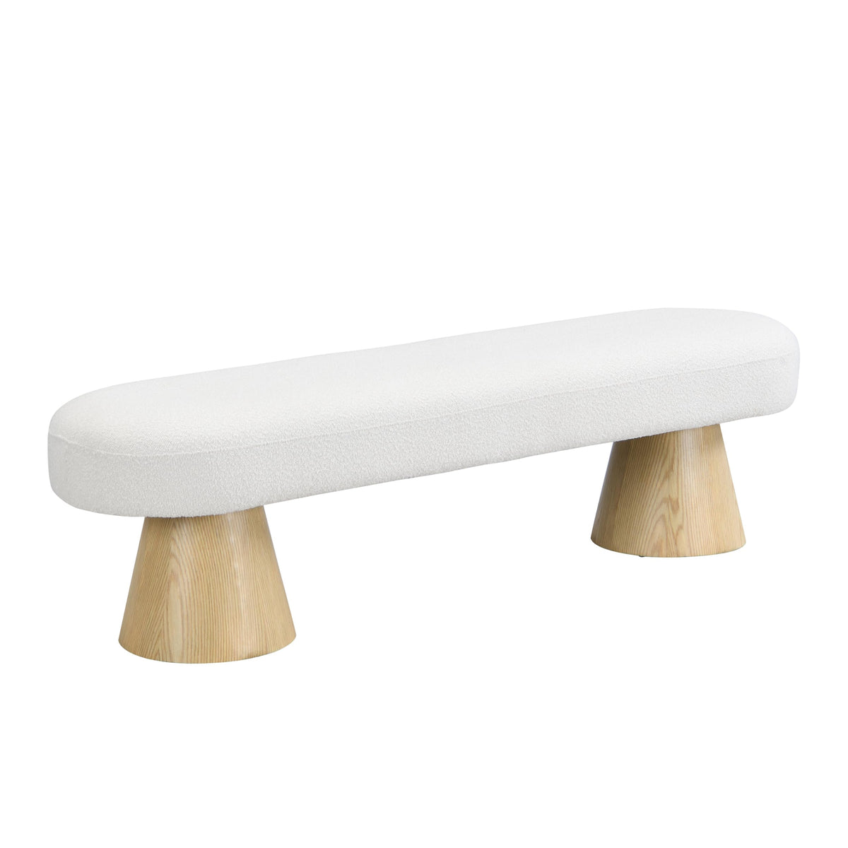 Beige Boucle Oval Dining Bench F3626