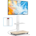 White Height Adjustable Rolling TV Stand for 32-75 Inch TVs B379