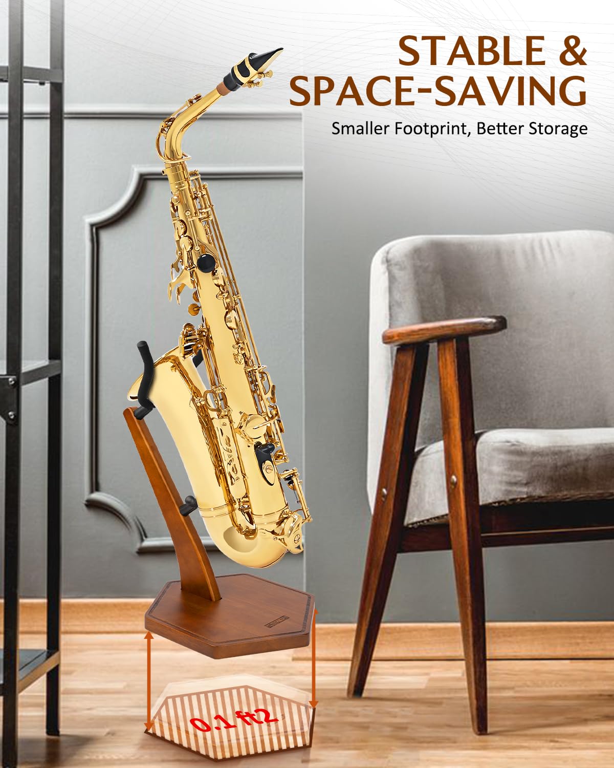 Wooden Saxophone Stand I344494