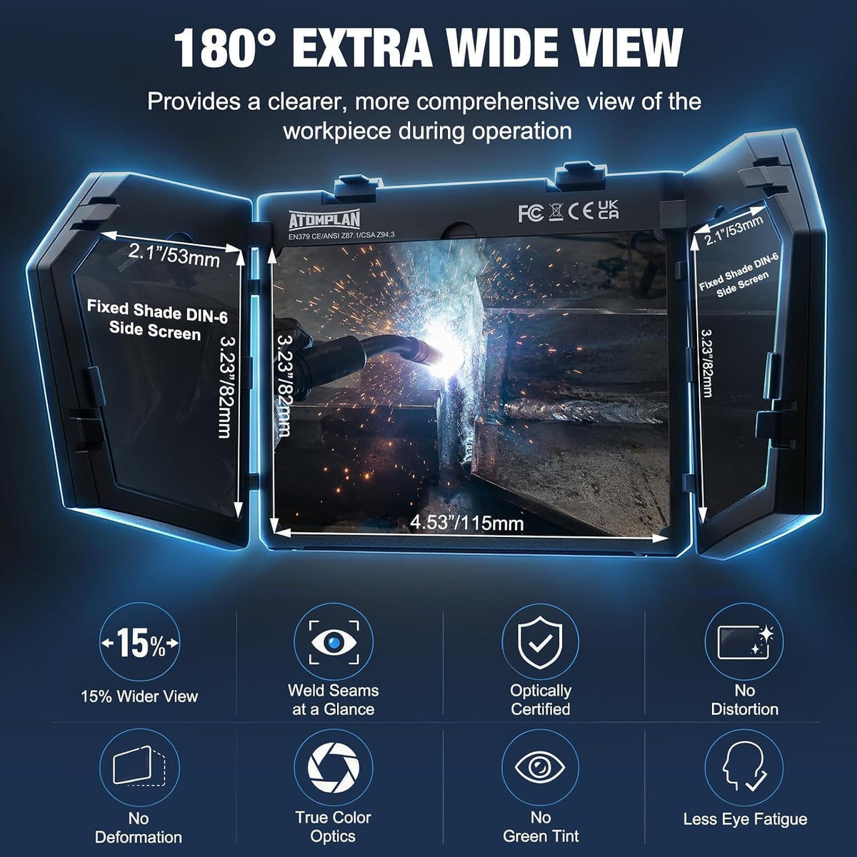 Auto Darkening Welding Helmet True Color 1/1/1/1 Optical Clarity N60308