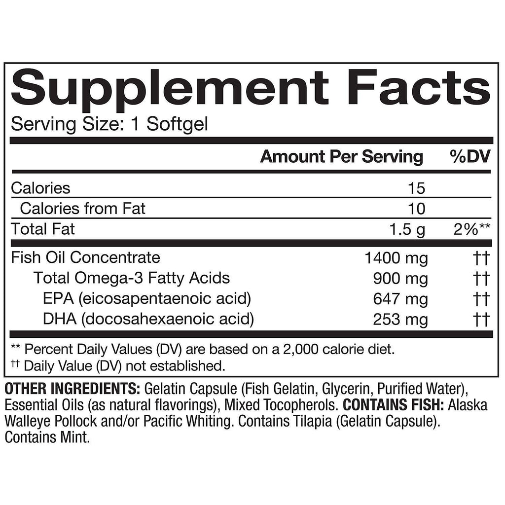 Omega 3 Fish Oil 1400 mg 150 Softgels A99444