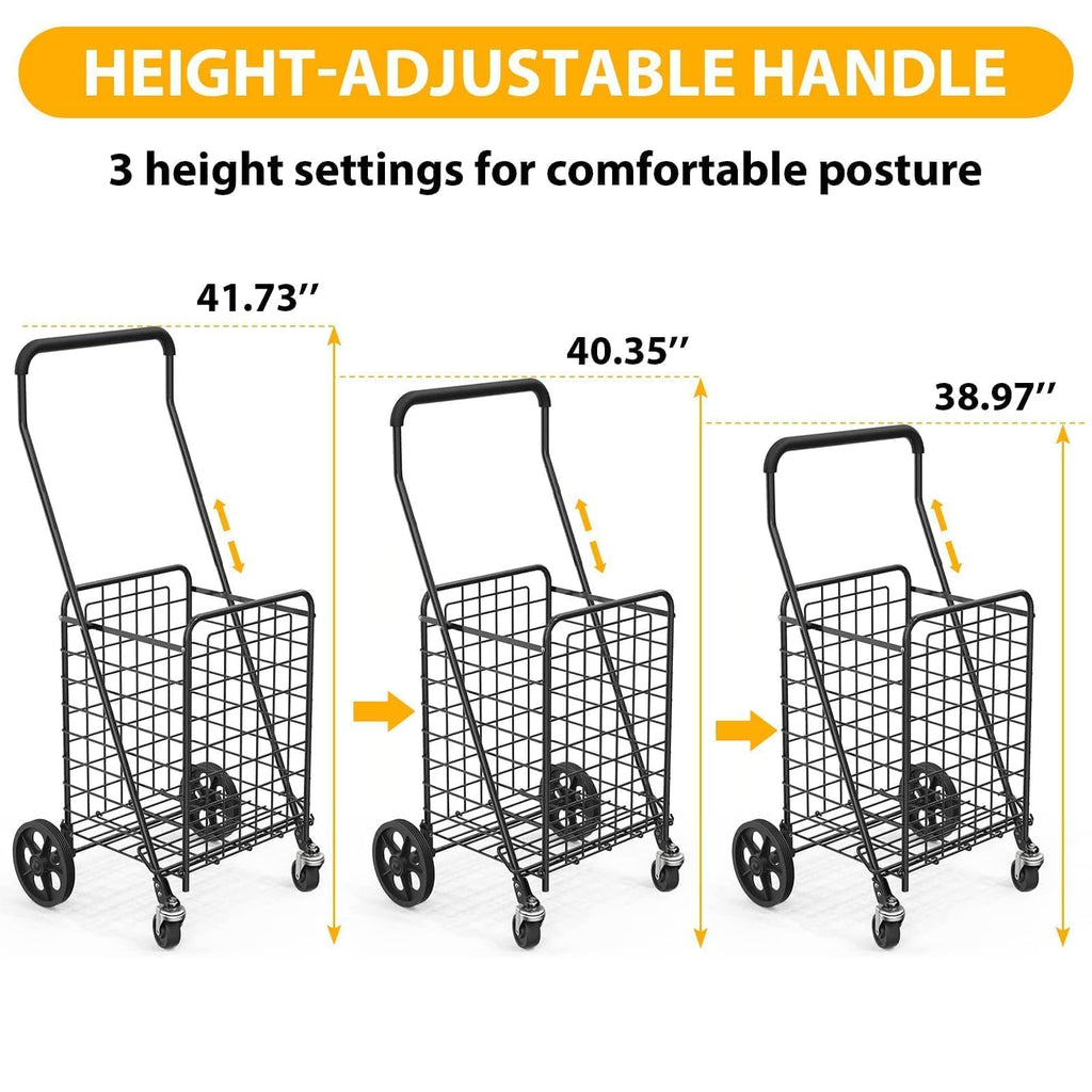 Grocery Shopping Cart with Swivel Wheels, Collapsible Utility Cart O5934