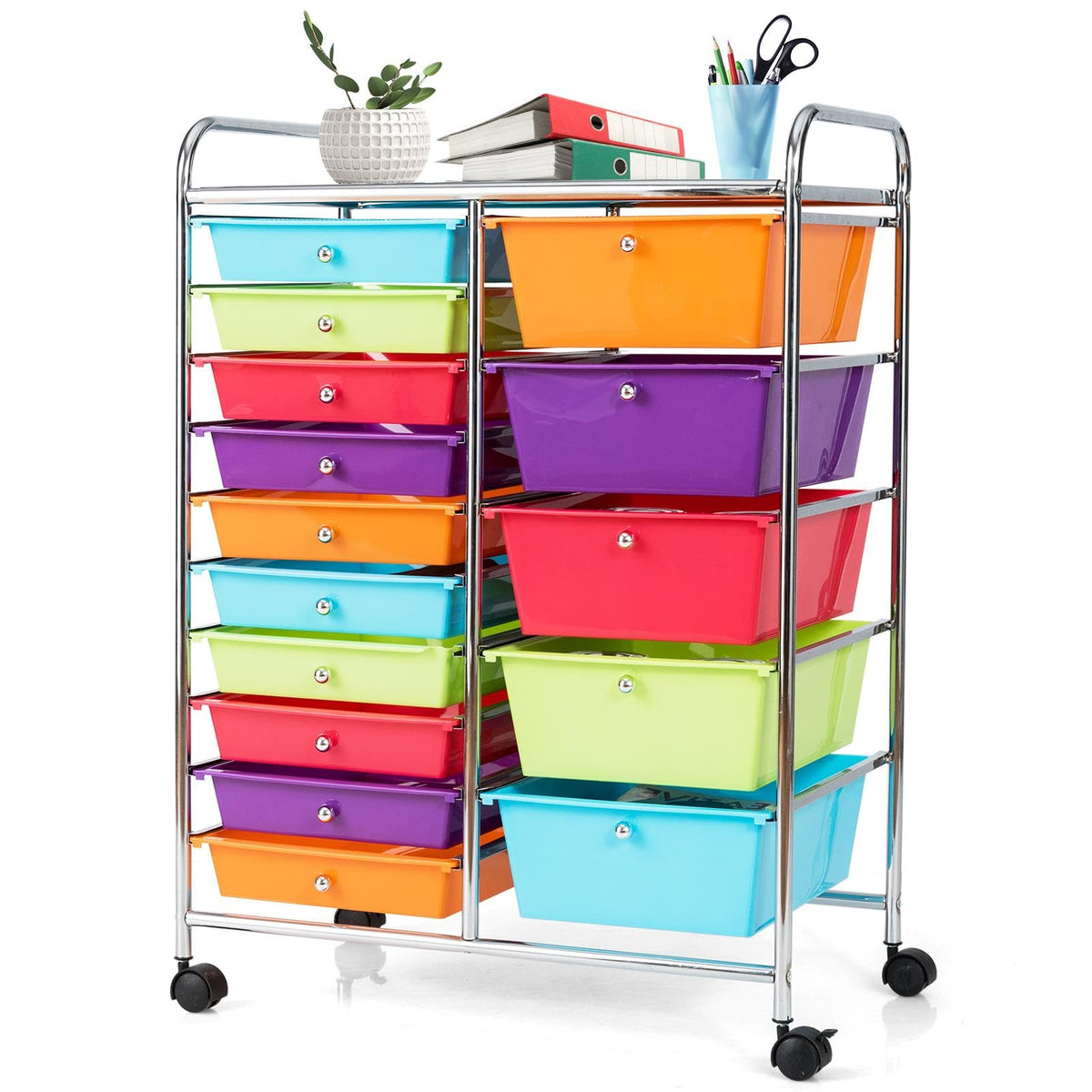 15 Drawer Rolling Storage Cart with Lockable Wheels A4331