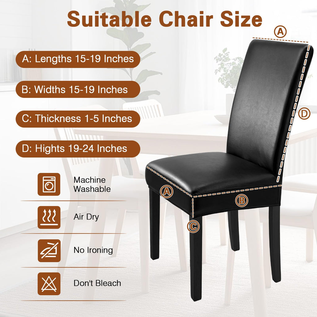 Black Set of 4 Stretch Waterproof Dining Chair Covers A950480