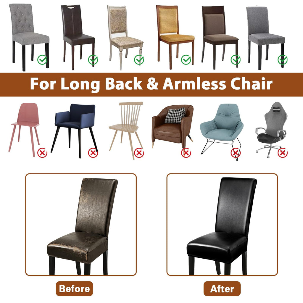 Black Set of 4 Stretch Waterproof Dining Chair Covers A950480