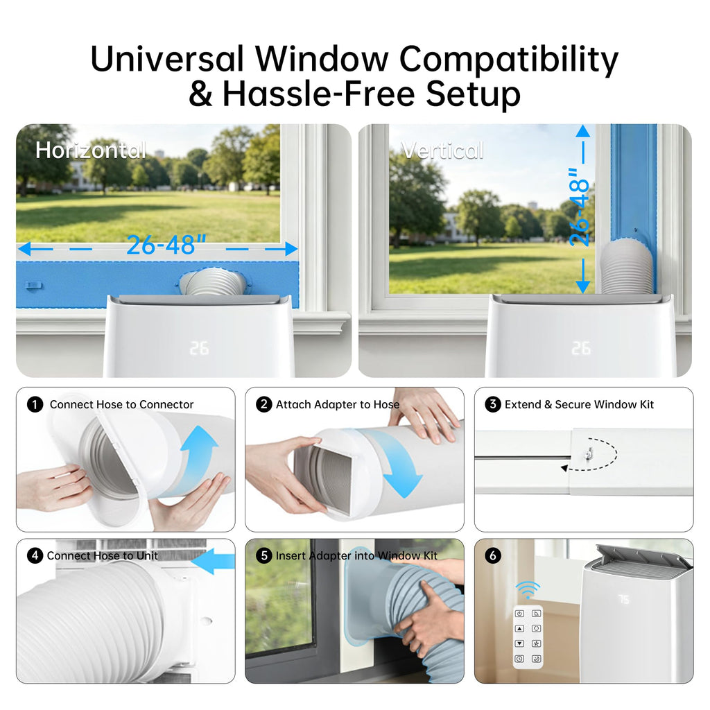 14000 BTU 5-in-1 Portable Air Conditioner with Remote Control and Window Kit W18602