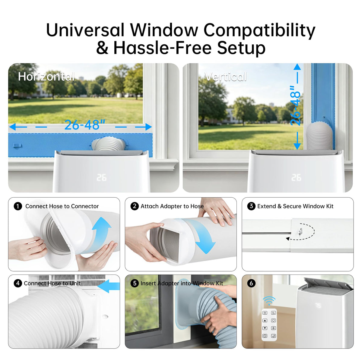 14000 BTU 5-in-1 Portable Air Conditioner with Remote Control and Window Kit W18602