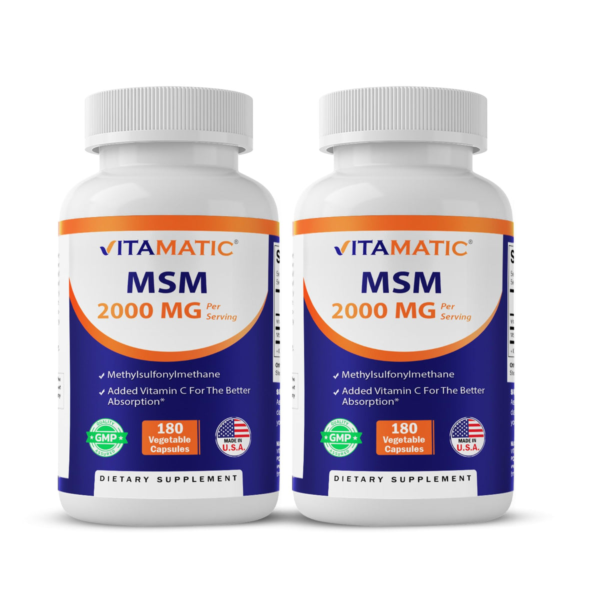 MSM 2000 mg with Vitamin C 180 Veg Capsules 2 Pack K17403