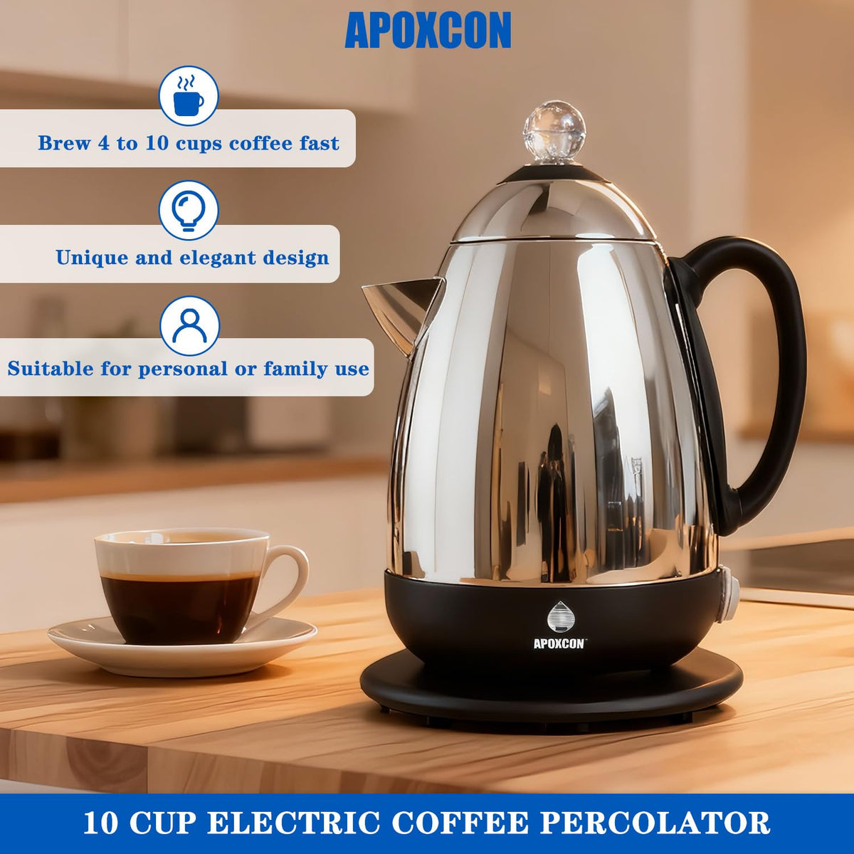 Electric Stainless Steel Coffee Percolator 10 Cup F286271