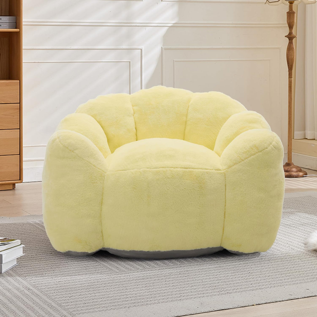 Faux Fur Bean Bag Sofa with Memory Foam V647994