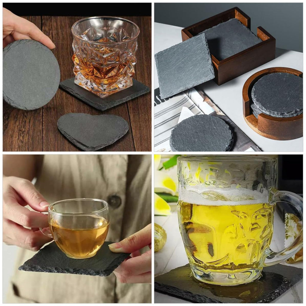 Natural Stone Square Drink Coasters Set H634581