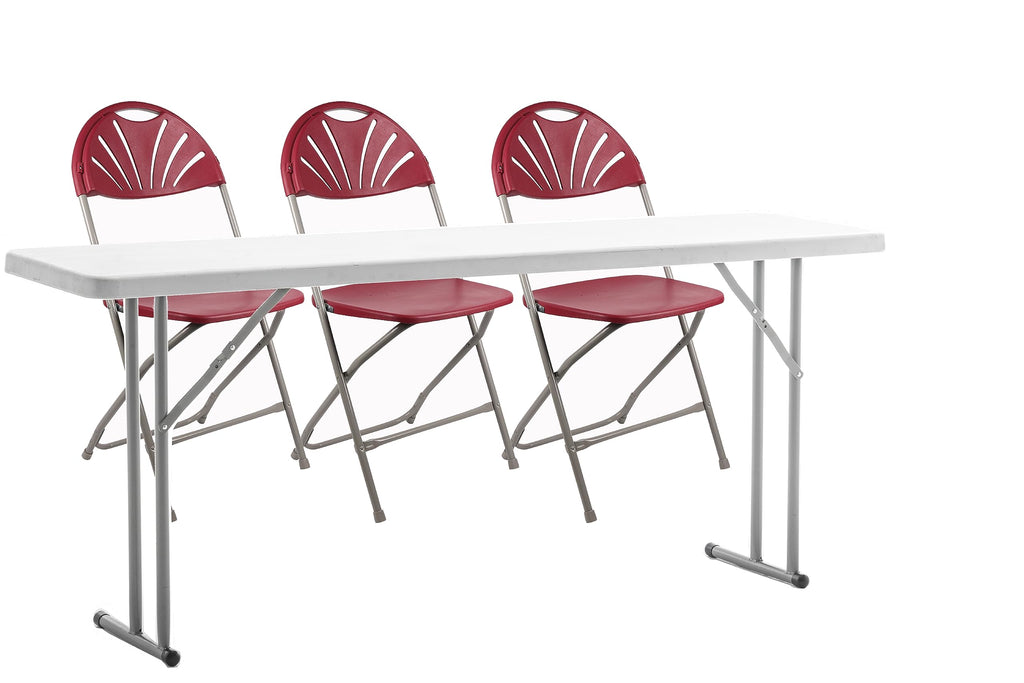 Portable Folding Training Table & 3 Floral Chairs 4 Piece Set O9466