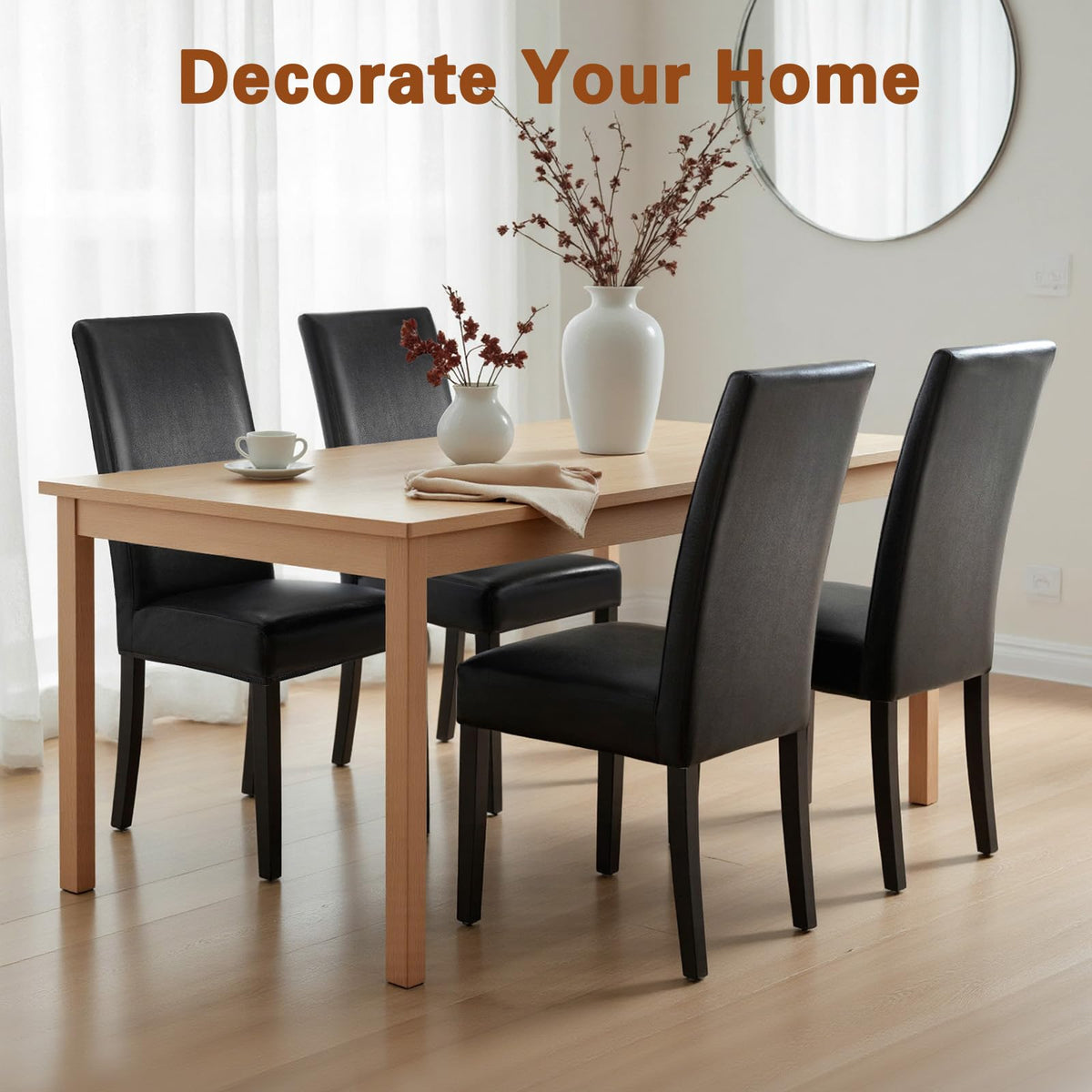 Black Set of 4 Stretch Waterproof Dining Chair Covers A950480