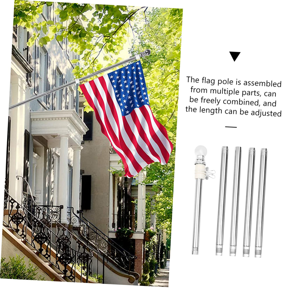 Stainless Steel 6 Foot Adjustable Wall Mount Flagpole Kit F99321