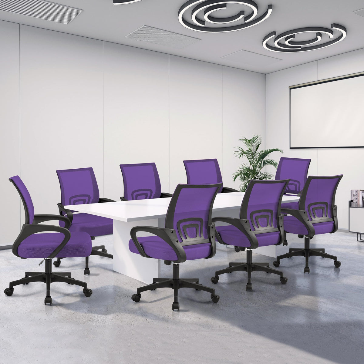 Purple Adjustable Swivel Mesh Office Chair J495448
