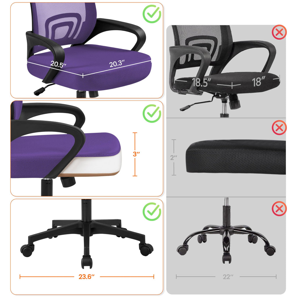 Purple Adjustable Swivel Mesh Office Chair J495448