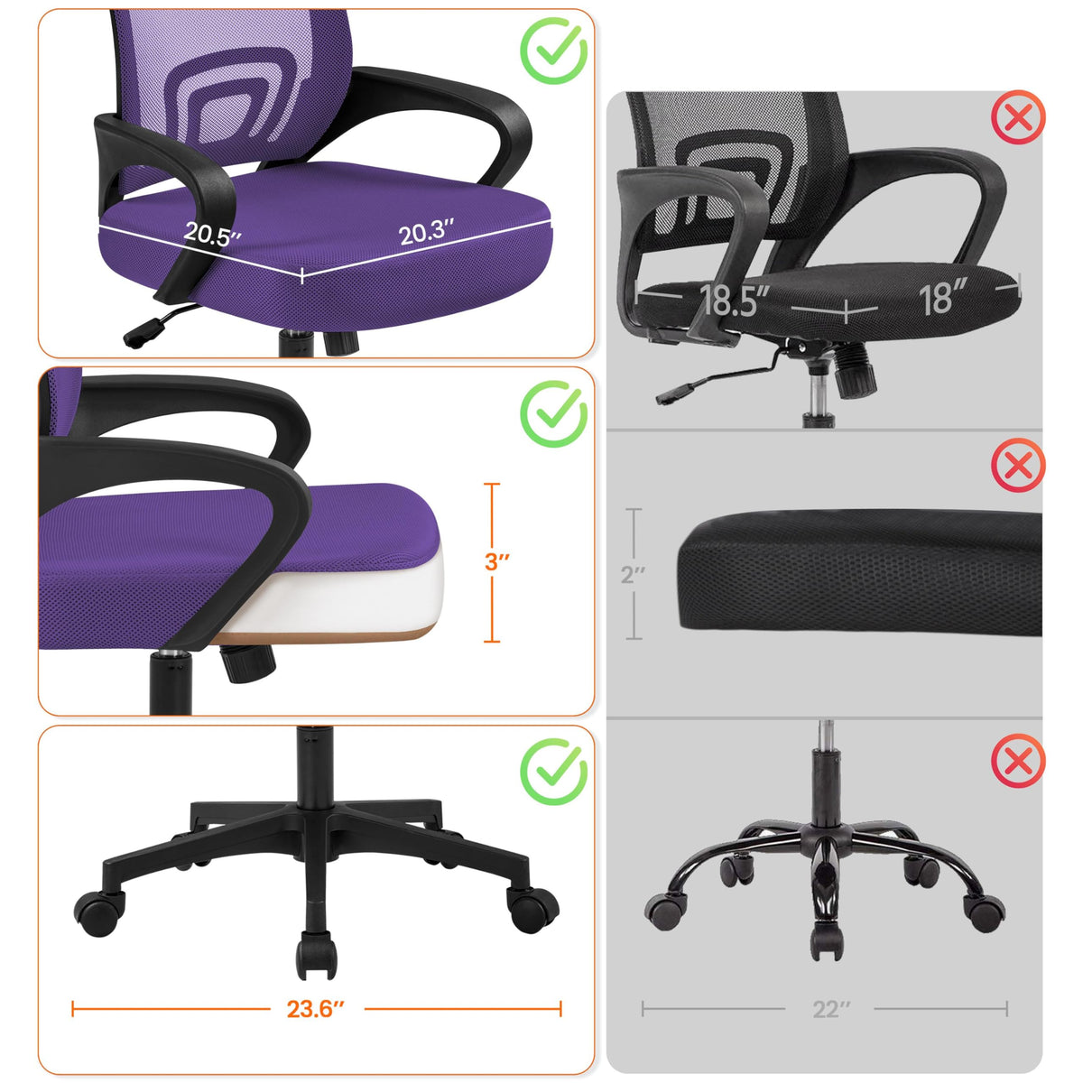 Purple Adjustable Swivel Mesh Office Chair J495448