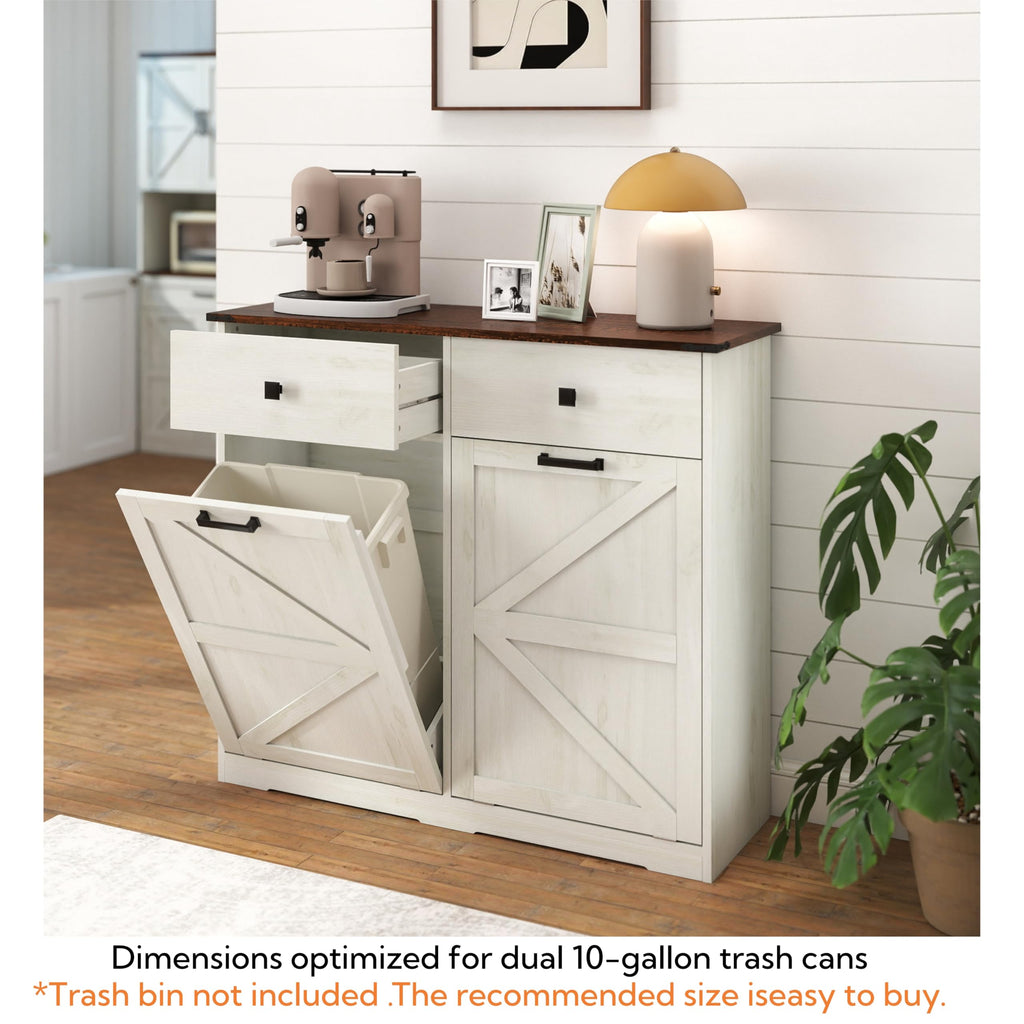 20 Gallon Double Tilt Out Kitchen Trash Can with Hideaway Drawer U8456