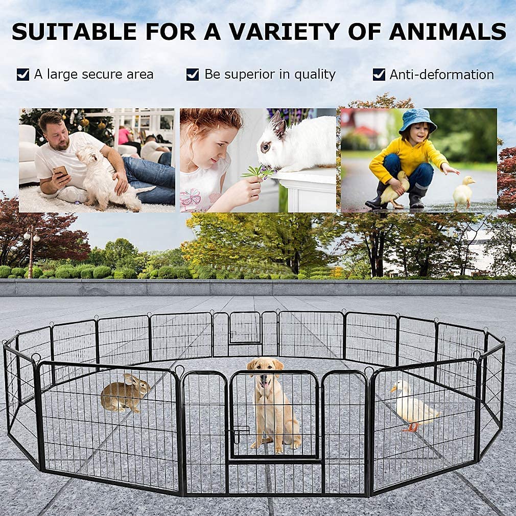 Heavy Duty Metal Fold Dog Playpen with Safety Door, 24 inch C3221