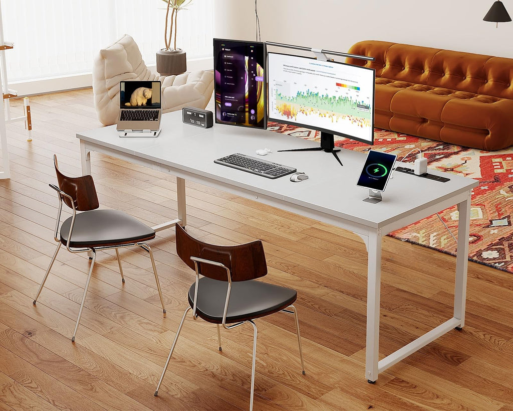 71 Inch White Computer Desk with USB Ports V775746