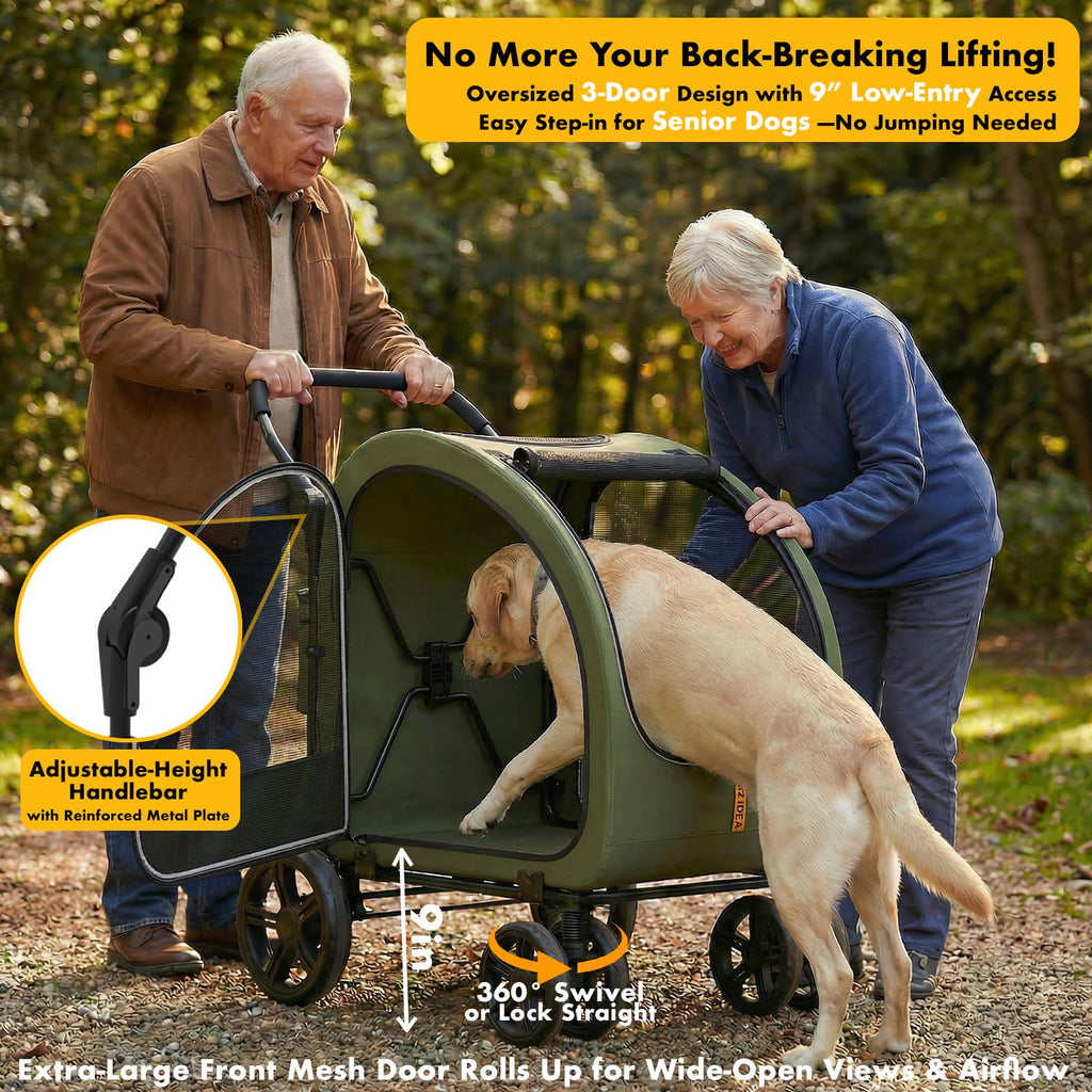 3-in-1 Large Dog Stroller with Detachable Carrier X3084