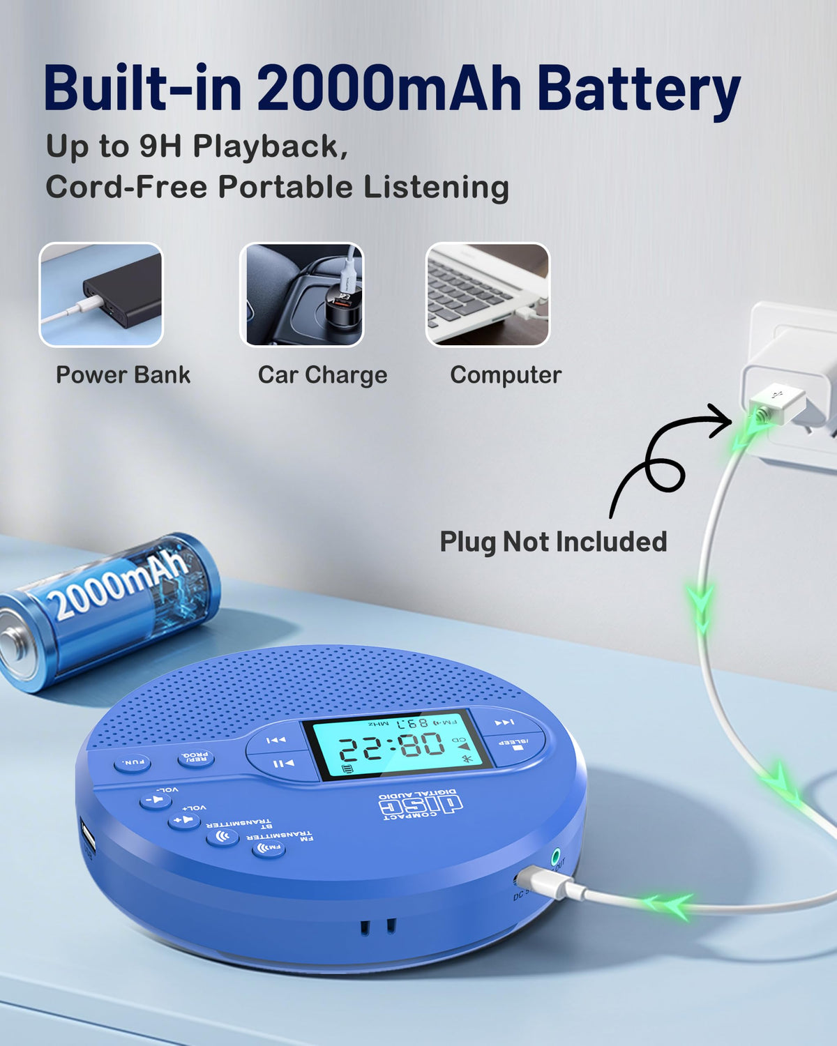 Portable CD Player with FM Transmitter & Speaker G84010