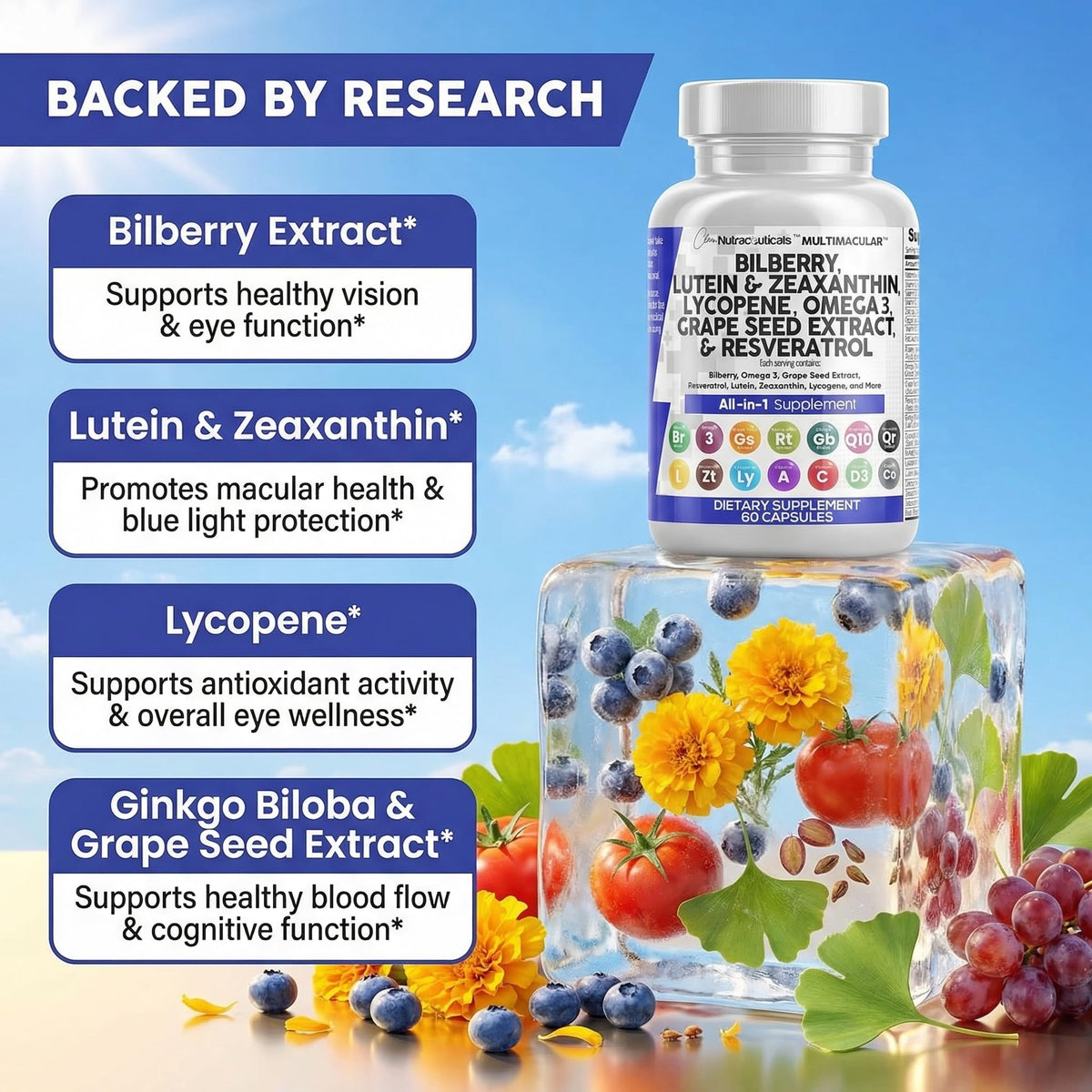 Eye Vitamins with Bilberry Lutein Zeaxanthin Supplement N984