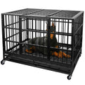 Heavy Duty 4 Wheels Double Door Metal Dog Crate 48 Inch E426