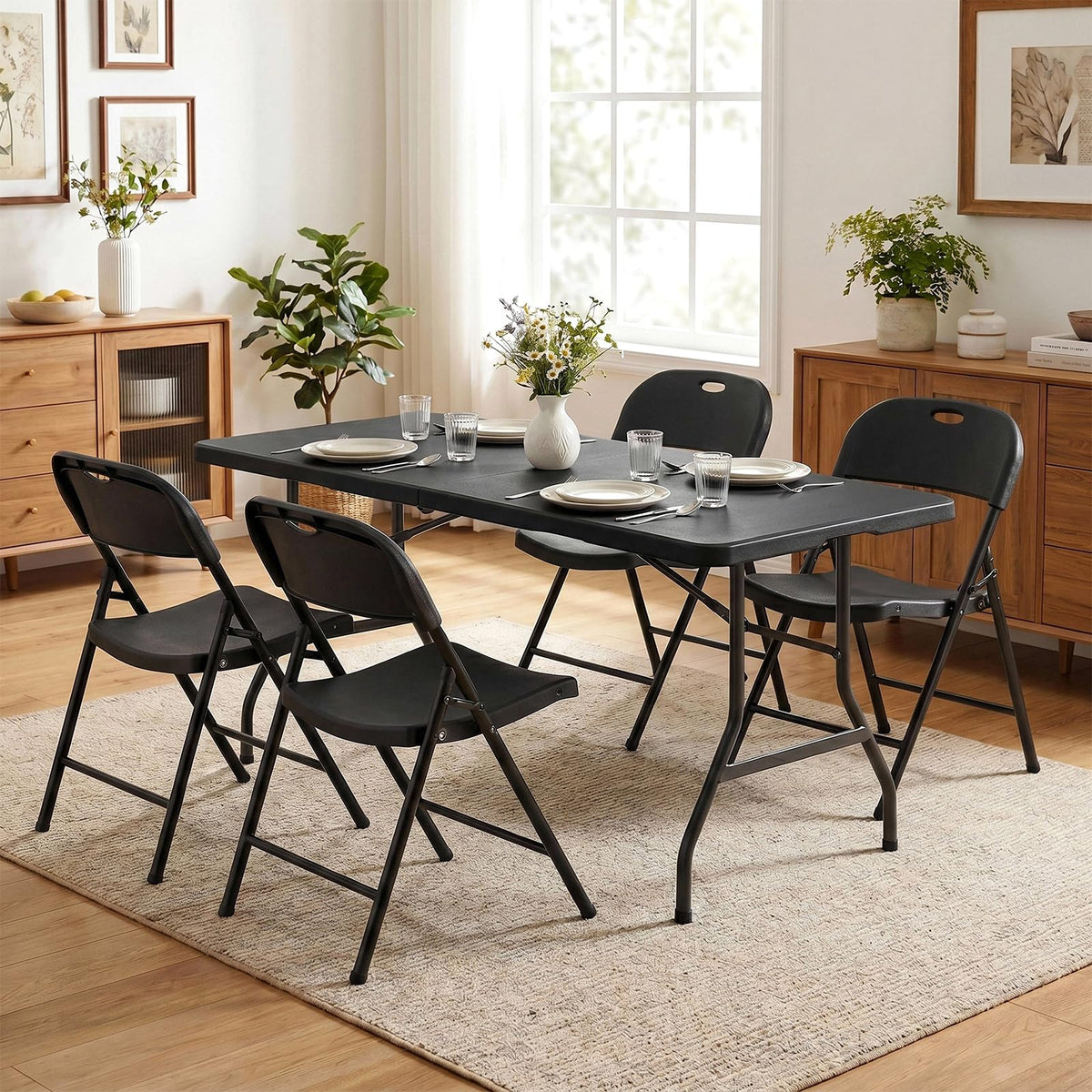 Black Plastic Folding Chair with Steel Frame M839