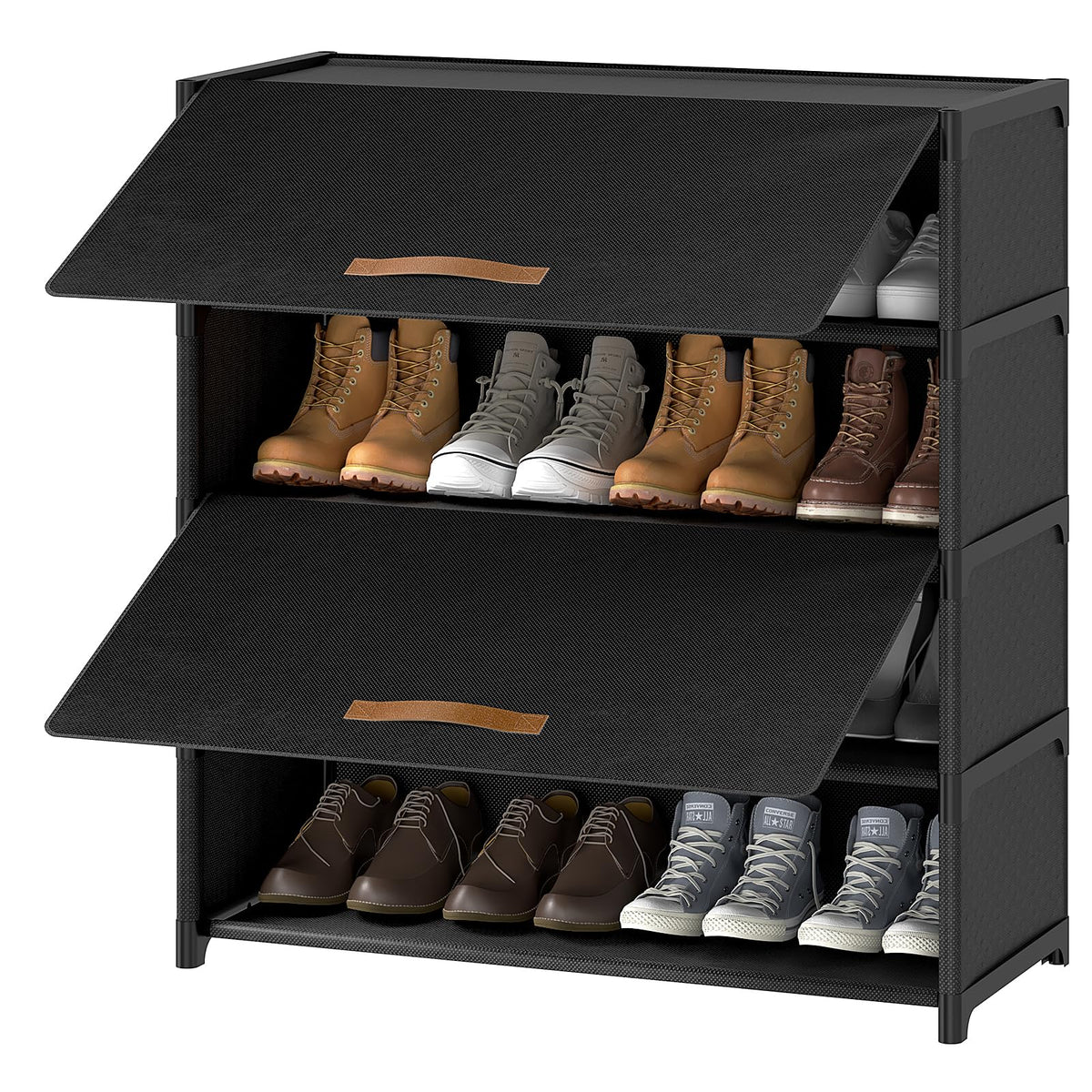 Black 5 Tier Shoe Cabinet with Door K94201