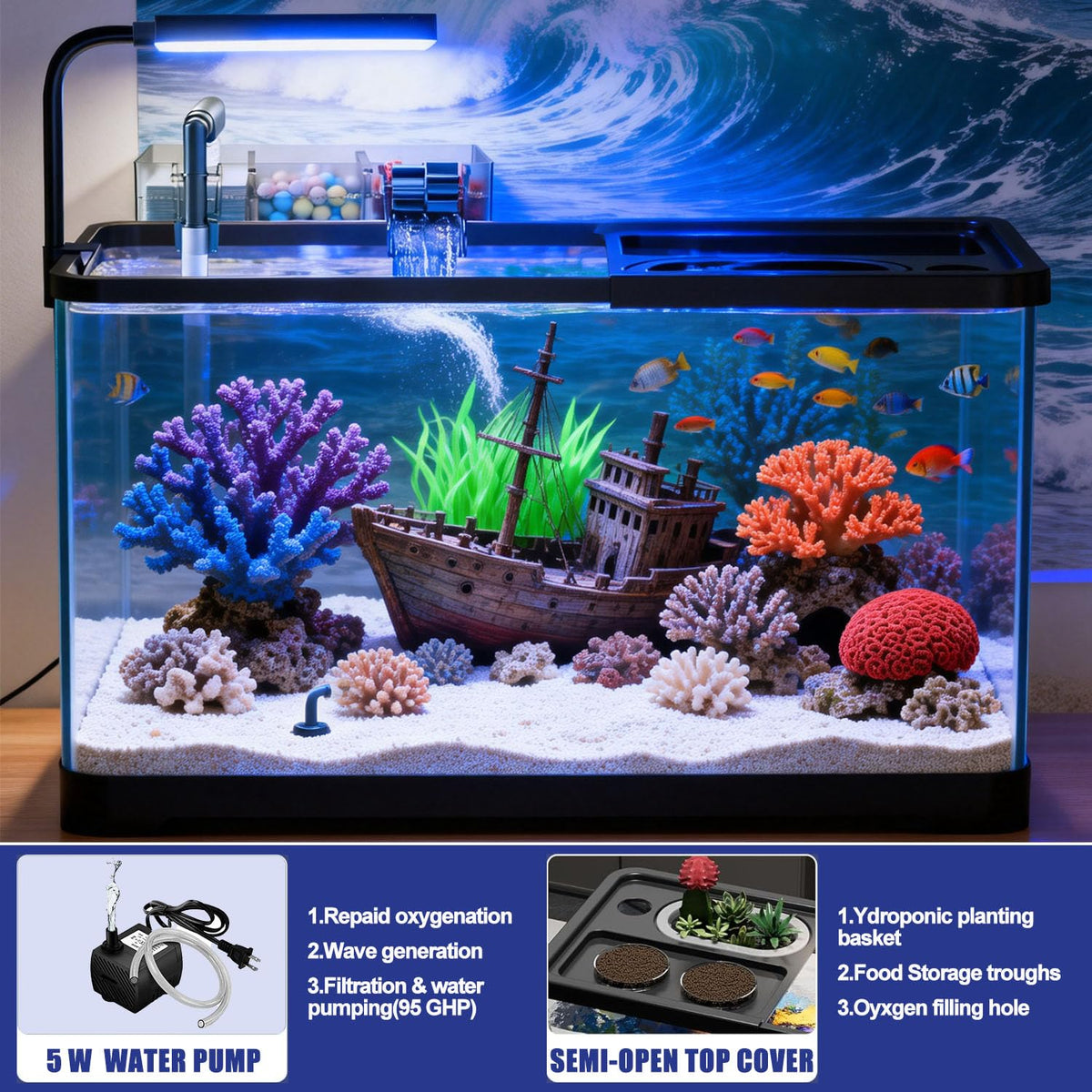 5 Gallon Plastic Fish Tank with Filter and Lid R1616