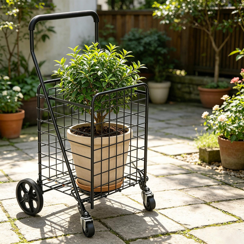 Grocery Shopping Cart with Swivel Wheels, Collapsible Utility Cart O5934