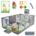 Large Baby Playpen with Foldable Mat, Basketball Hoop, Soccer Nets, 20 Balls, 4 Pull-Up Rings K2262
