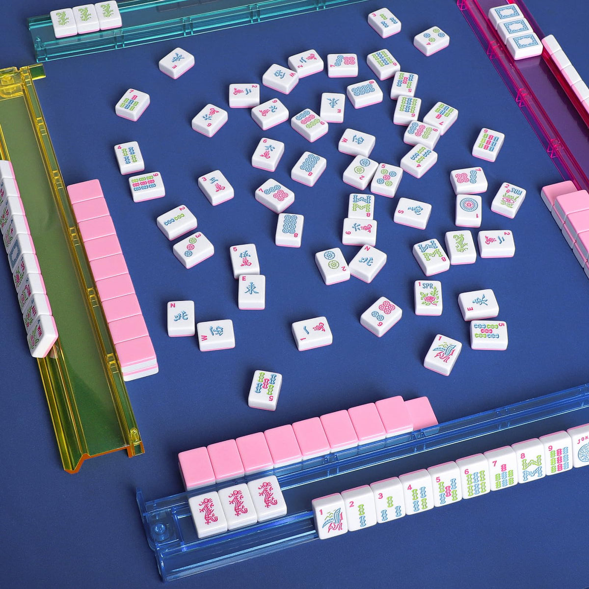American Mahjong Tile Set, 166 Mahjong Game Set with Pink Color K355807