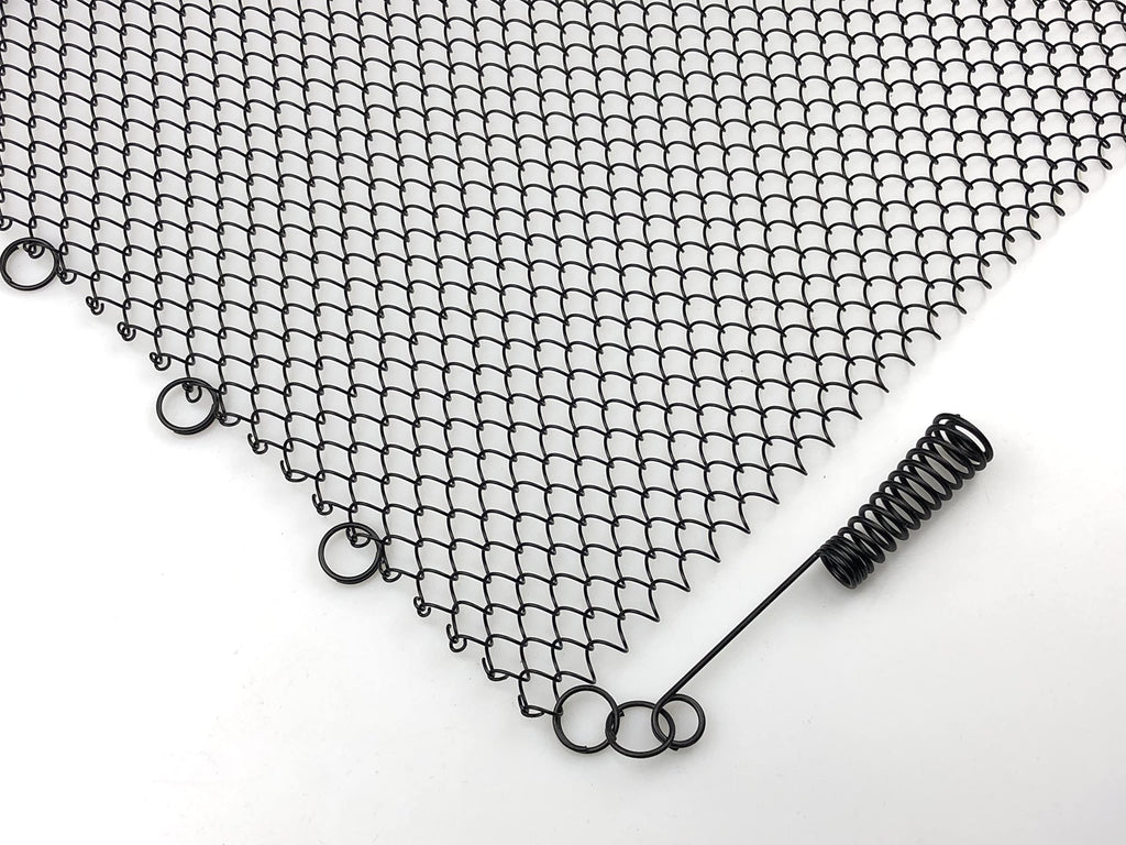 Black Fireplace Mesh Screen Curtain, Two Panels D6256