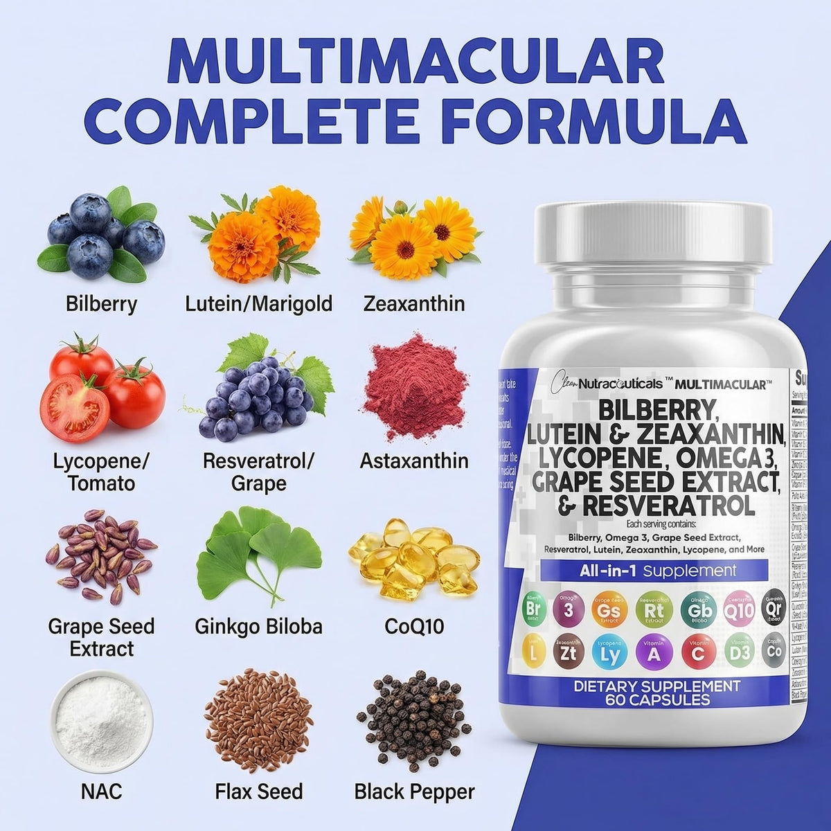Eye Vitamins with Bilberry Lutein Zeaxanthin Supplement N984