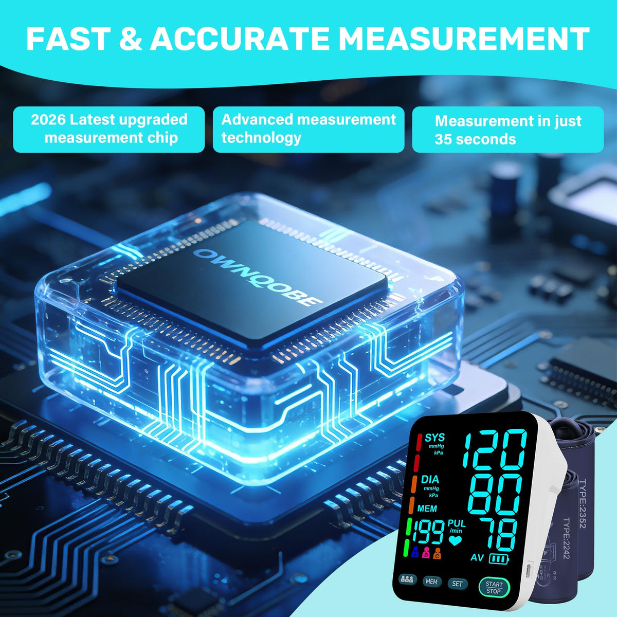 Upper Arm Blood Pressure Monitor with 2 Cuffs H477