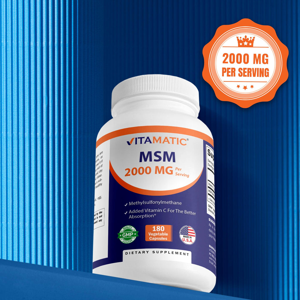 MSM 2000 mg with Vitamin C 180 Veg Capsules 2 Pack K17403