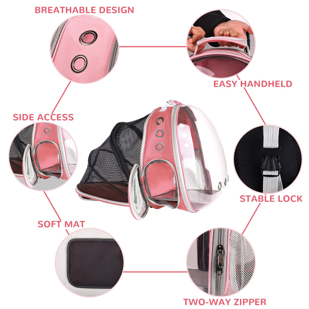 Expandable Pet Backpack Carrier for Under 15 lbs (Pink) Q2281