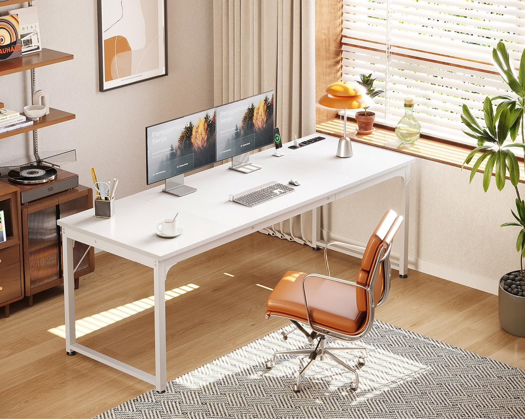 71 Inch White Computer Desk with USB Ports V775746