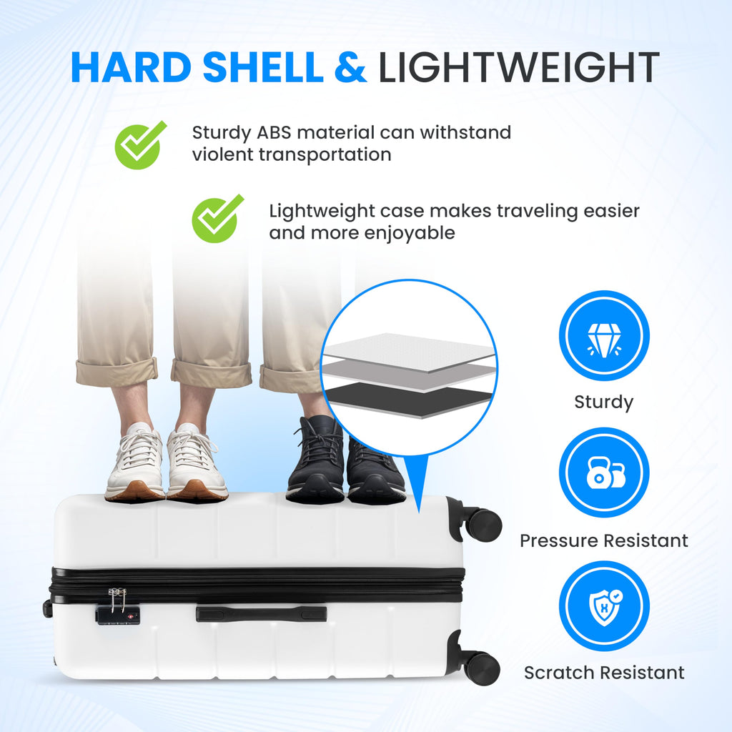 20 Inch White Hardside Carry On Luggage Y734005