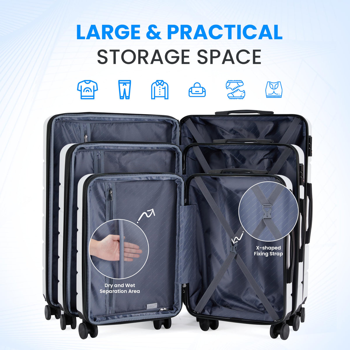 20 Inch White Hardside Carry On Luggage Y734005