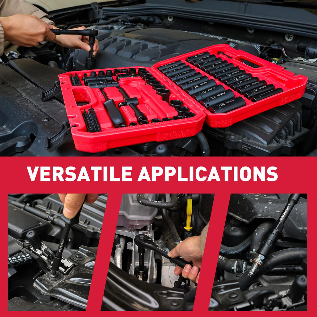 96-Piece 3/8" Drive Impact Socket Wrench and Bit Set, SAE & Metric, Cr-V Standard & Deep Sockets S63866